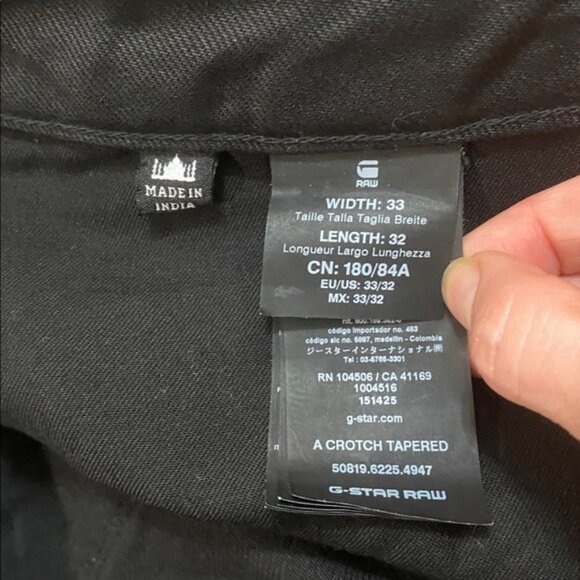 G-Star A Crotch 3D Straight Tapered Jeans Wax Black Size 33 - Picture 11 of 12